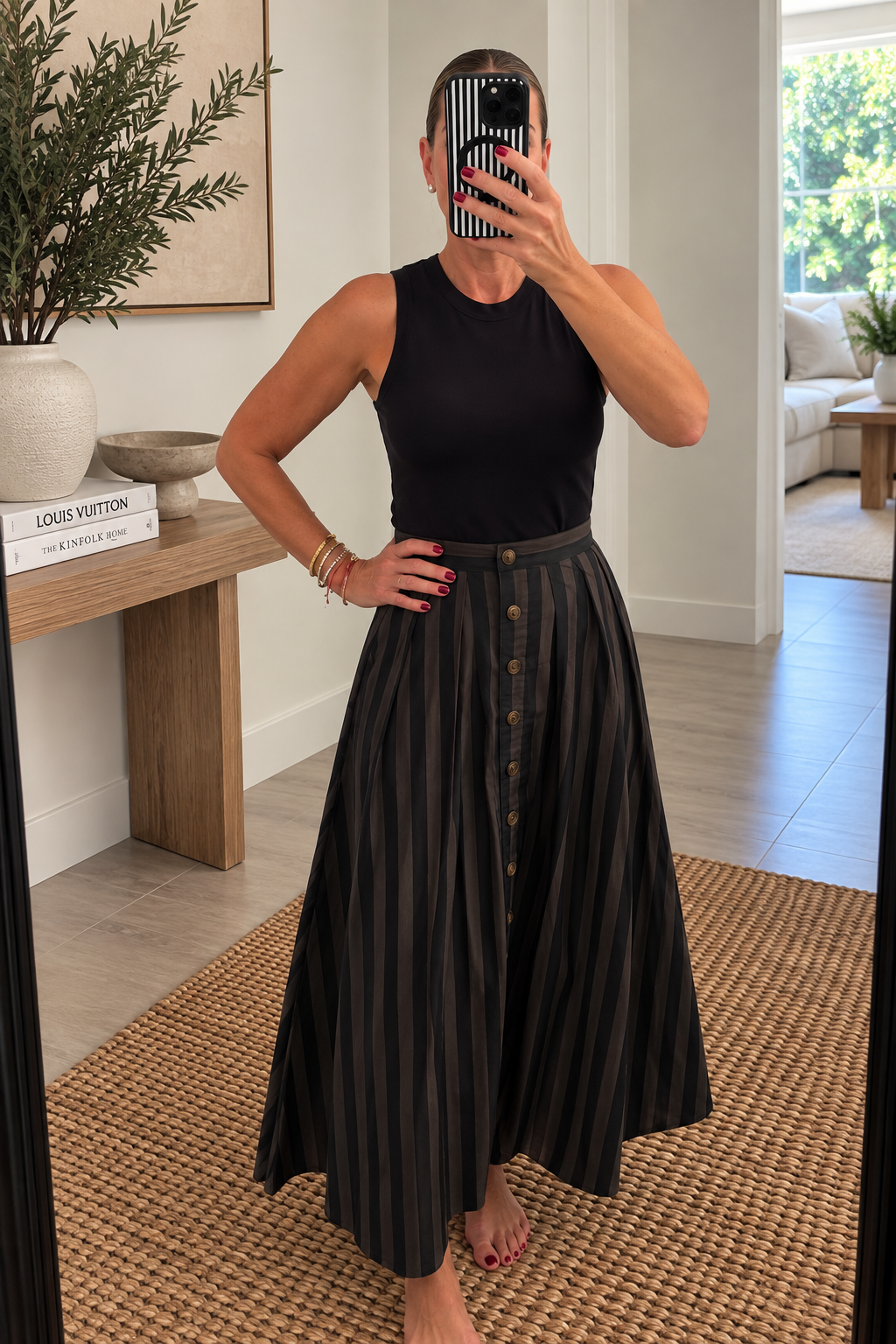 Tonal Stripe Skirt Set