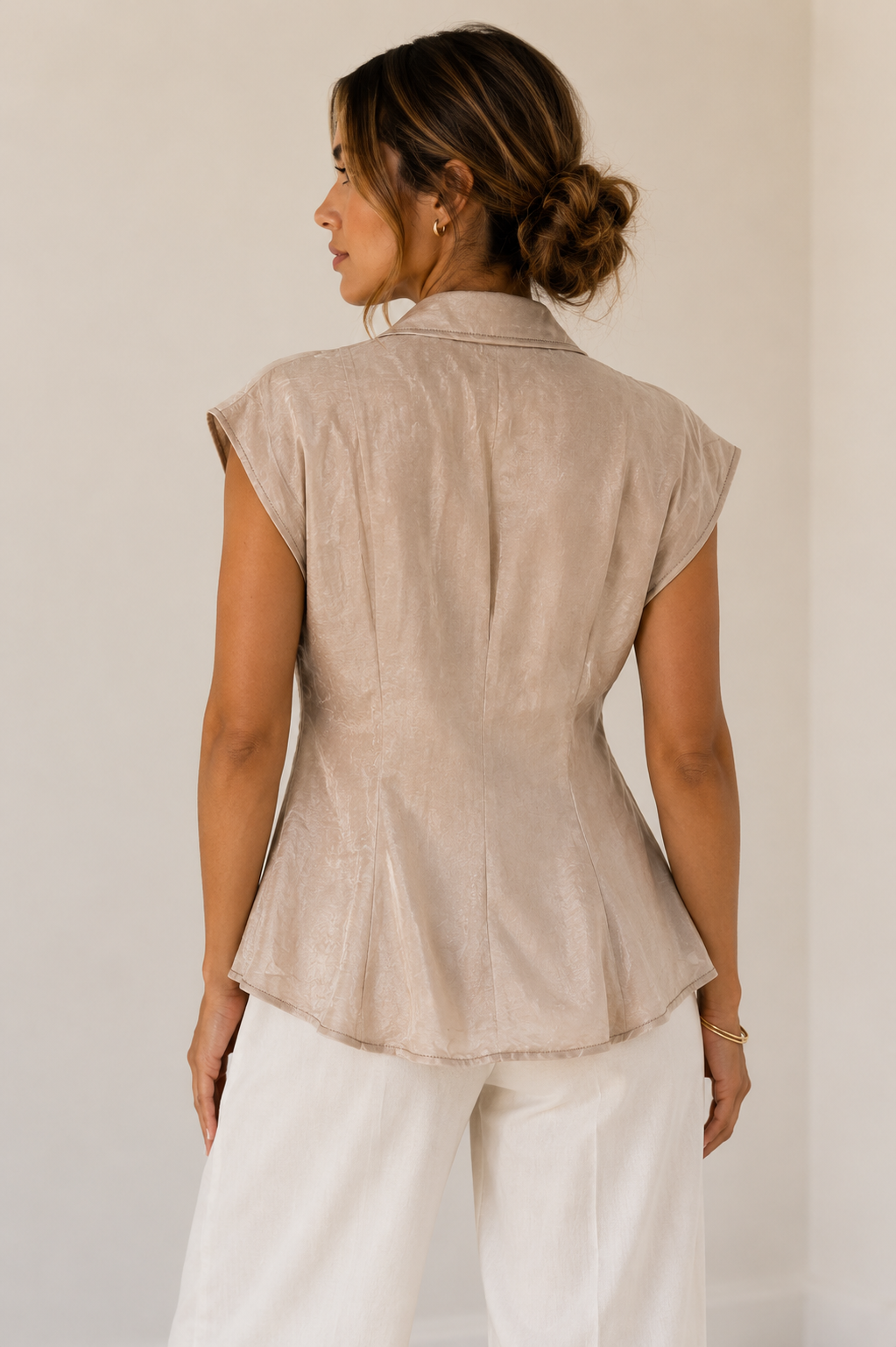 One Button Beige Top