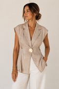 One Button Beige Top