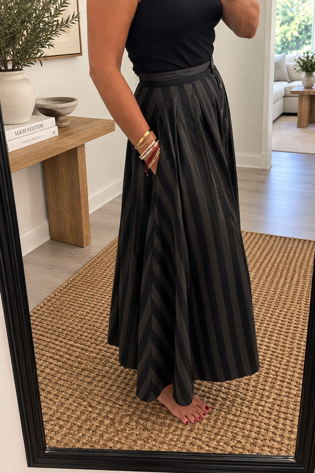 Tonal Stripe Skirt Set