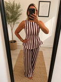 The Bordeaux Stripe Peplum Set