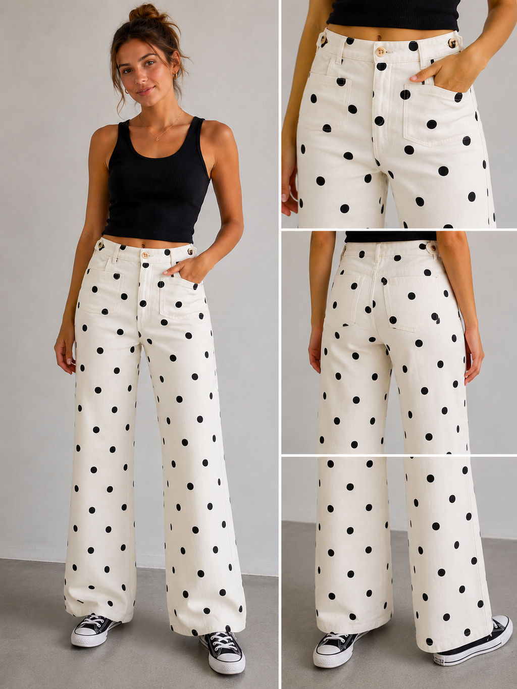 Polka Dot Wide-Leg Pants