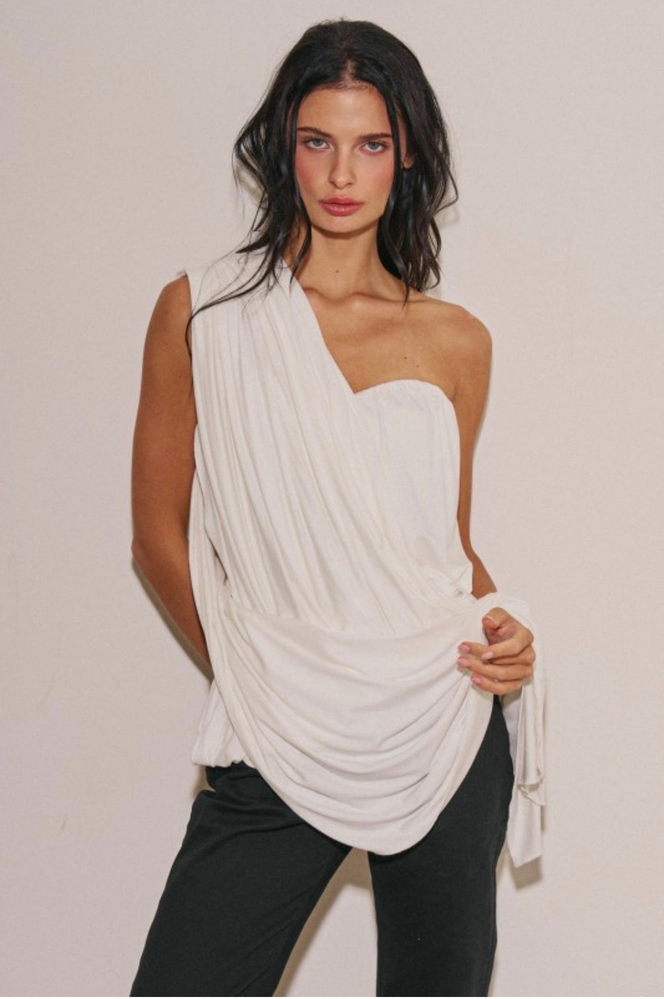 Knit Draped Scarf Top
