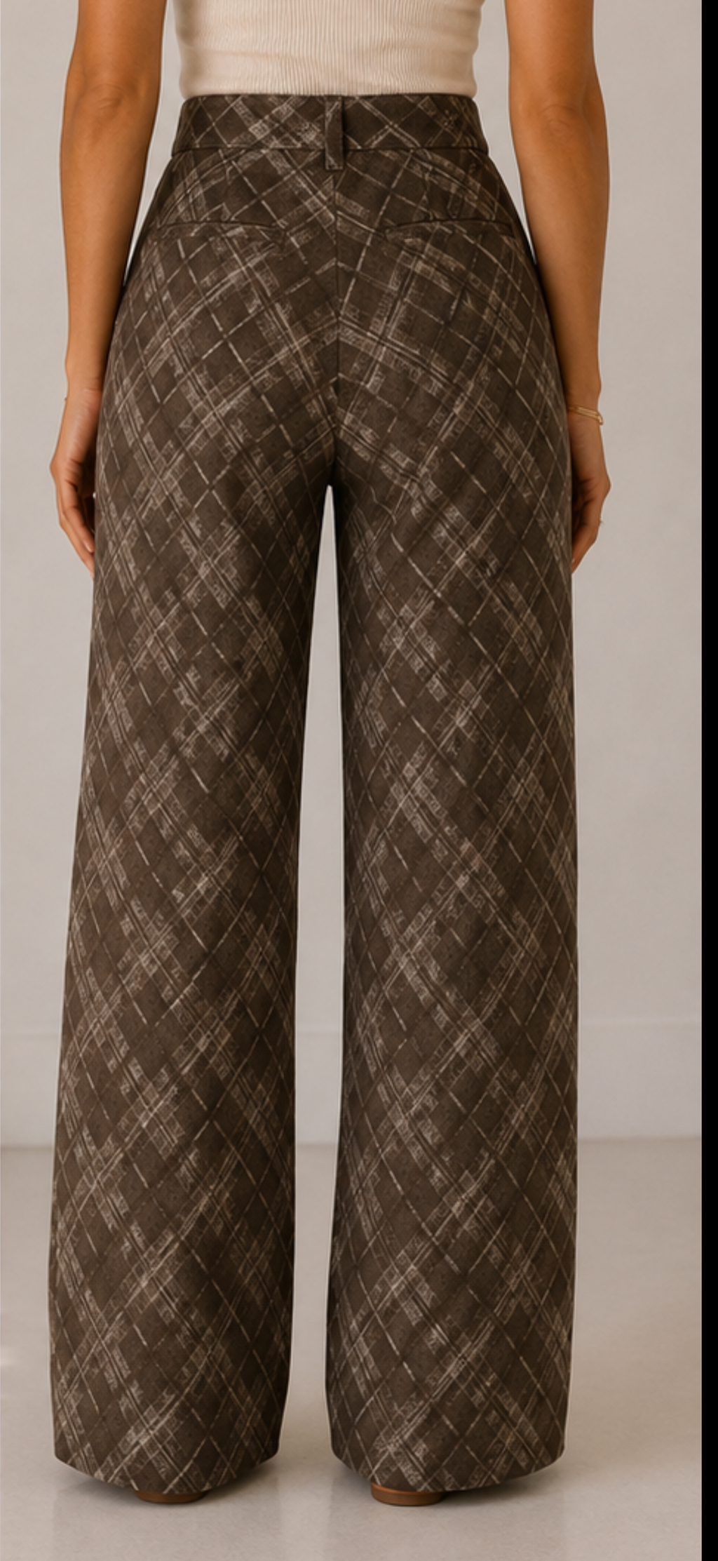 The Mocha Plaid Wide-Leg Pant