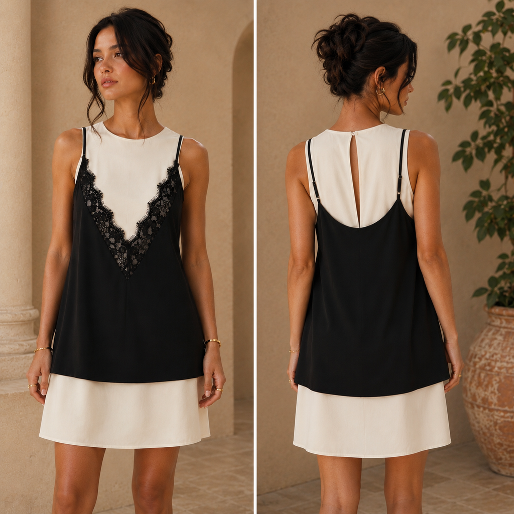 Noir Lace Overlay Dress