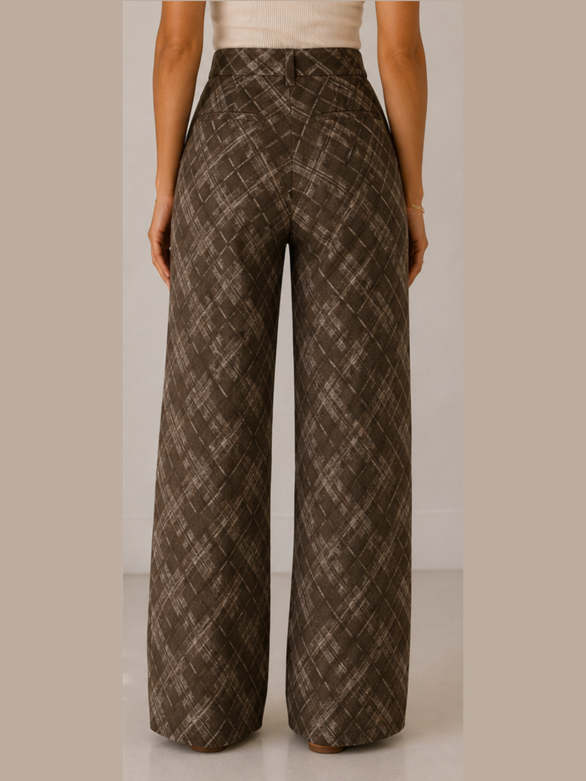 The Mocha Plaid Wide-Leg Pant