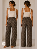 The Mocha Plaid Wide-Leg Pant