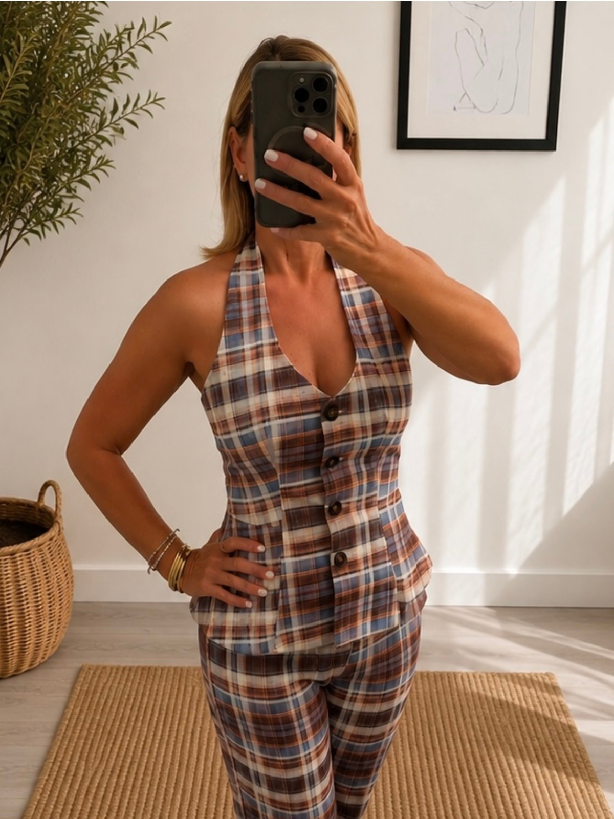 Plaid Halter Top